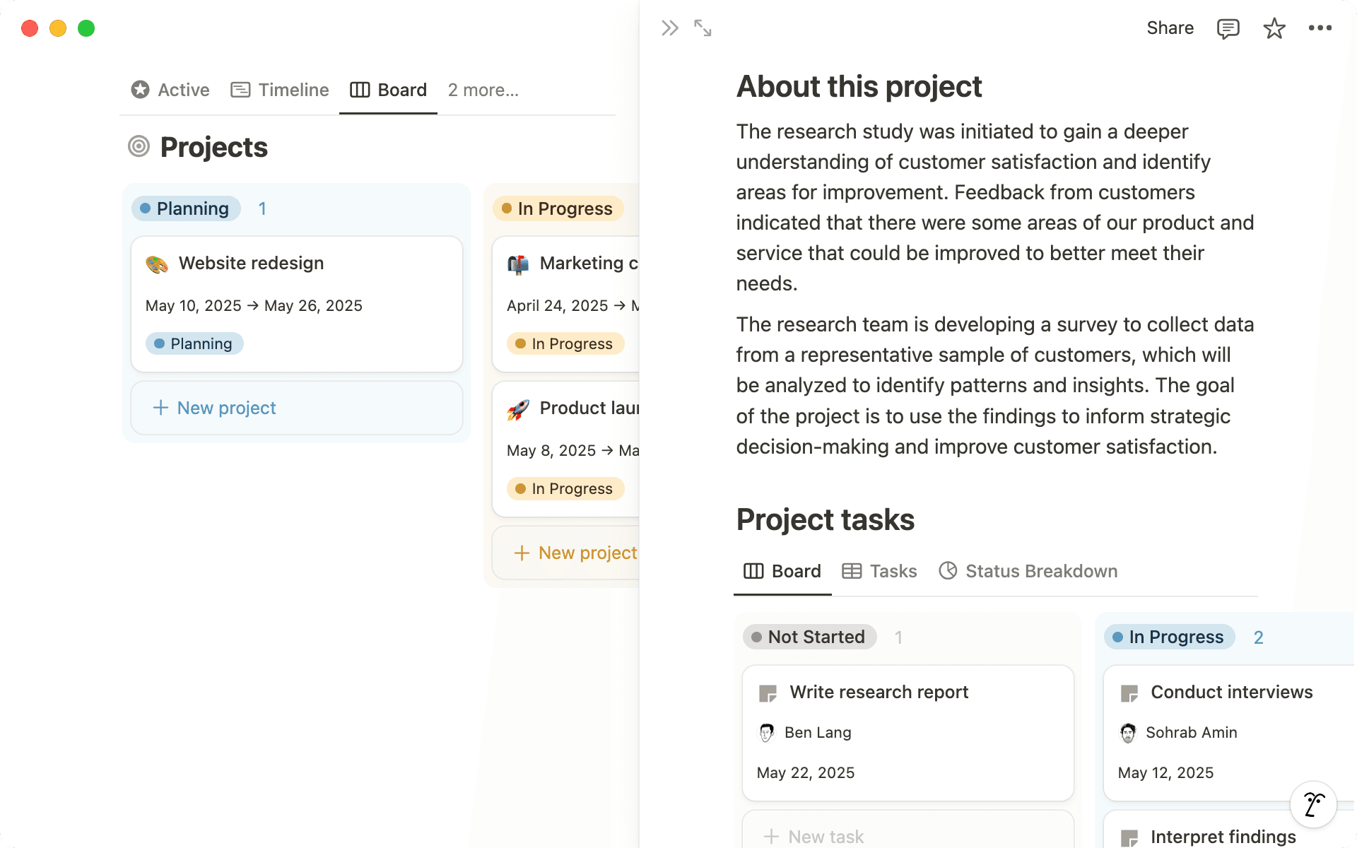 Use projects in your tracker to scope out your work.