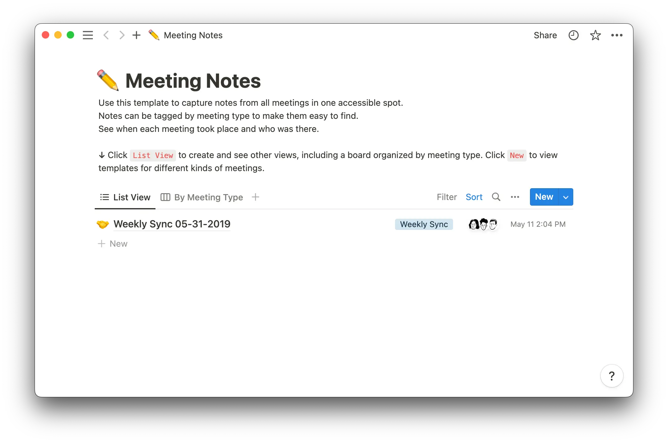 meeting notes template