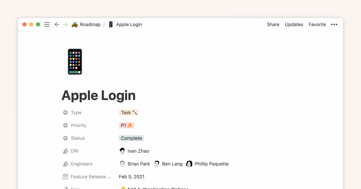 Database properties help organize your team’s information