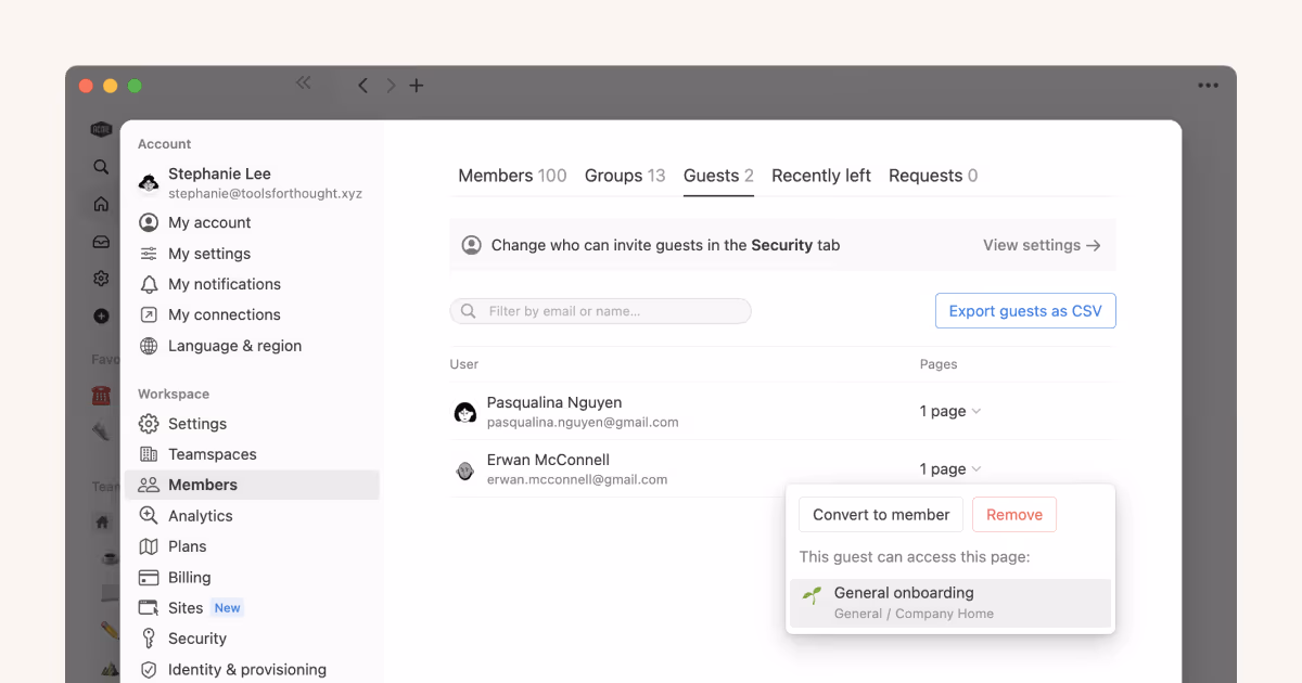 Who should be a workspace member, and who should be a guest?